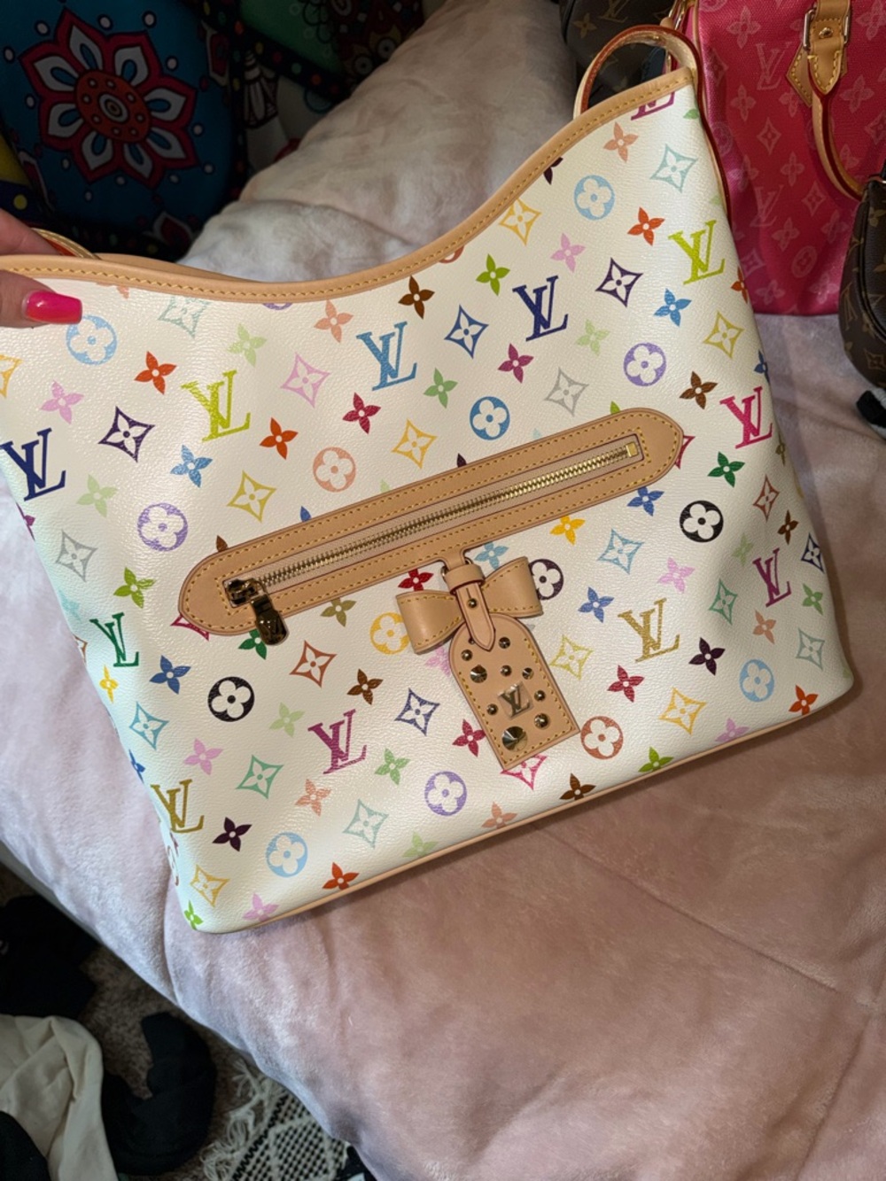 Louis Vuitton Multicolor Murakami  White Canvas Shoulder Bag